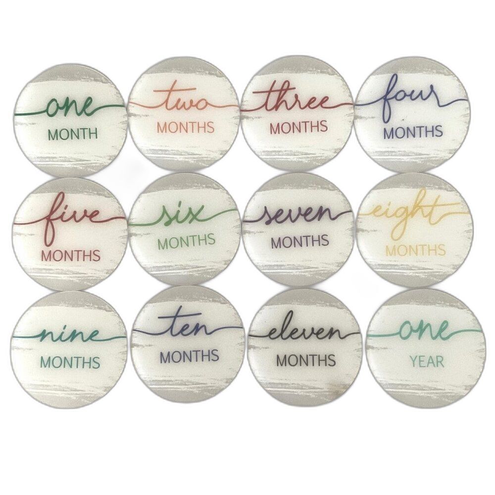 Baby Monthly Milestone Signs Gender Neutral Acrylic Discs New in Box